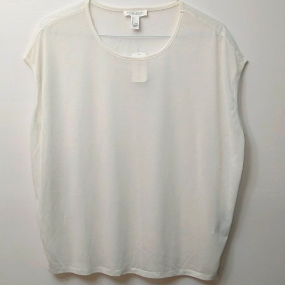 Forever 21 Sheer Knit Top, Ivory, L, NWT